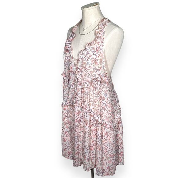 IRO PARIS Baden Dress Ruffle Trim Floral Mini Dress Lace Up V-Neck Coquette 8 - Picture 6 of 13